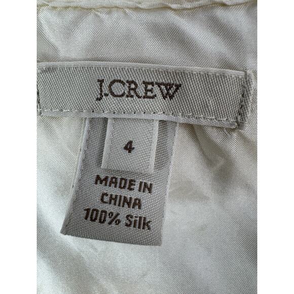 J.Crew 100% Silk Annalise Ruffle Top 4 Ivory Quiet Luxury Preppy Old Money - Picture 6 of 12